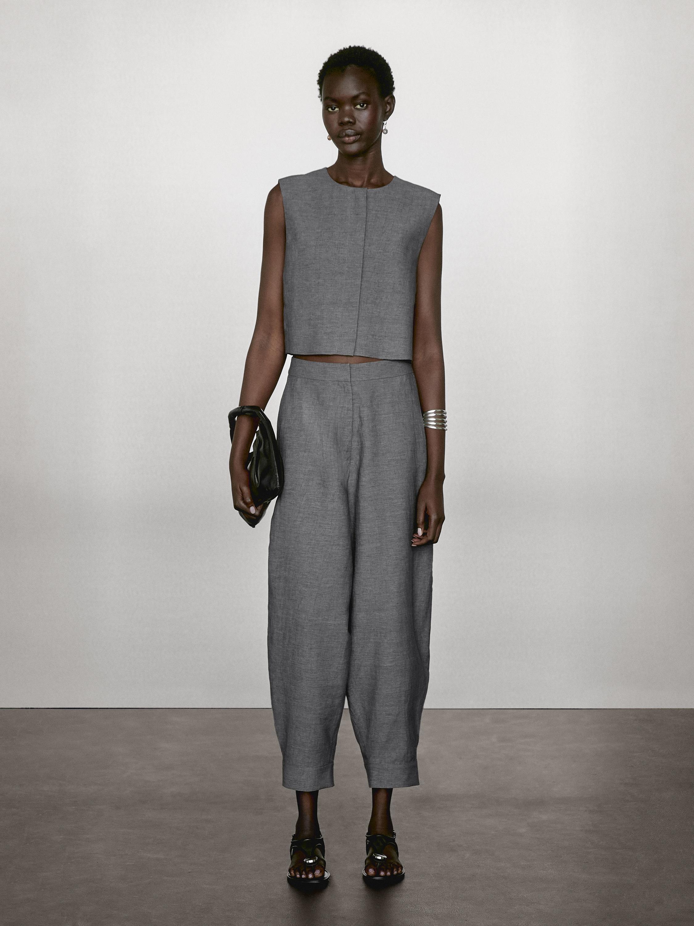 Veste courte sans manches lin